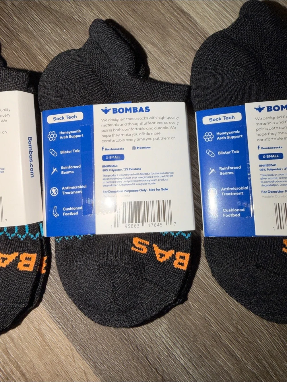 New BOMBAS Women’s/Youth Ankle Socks Black - Pack of 3